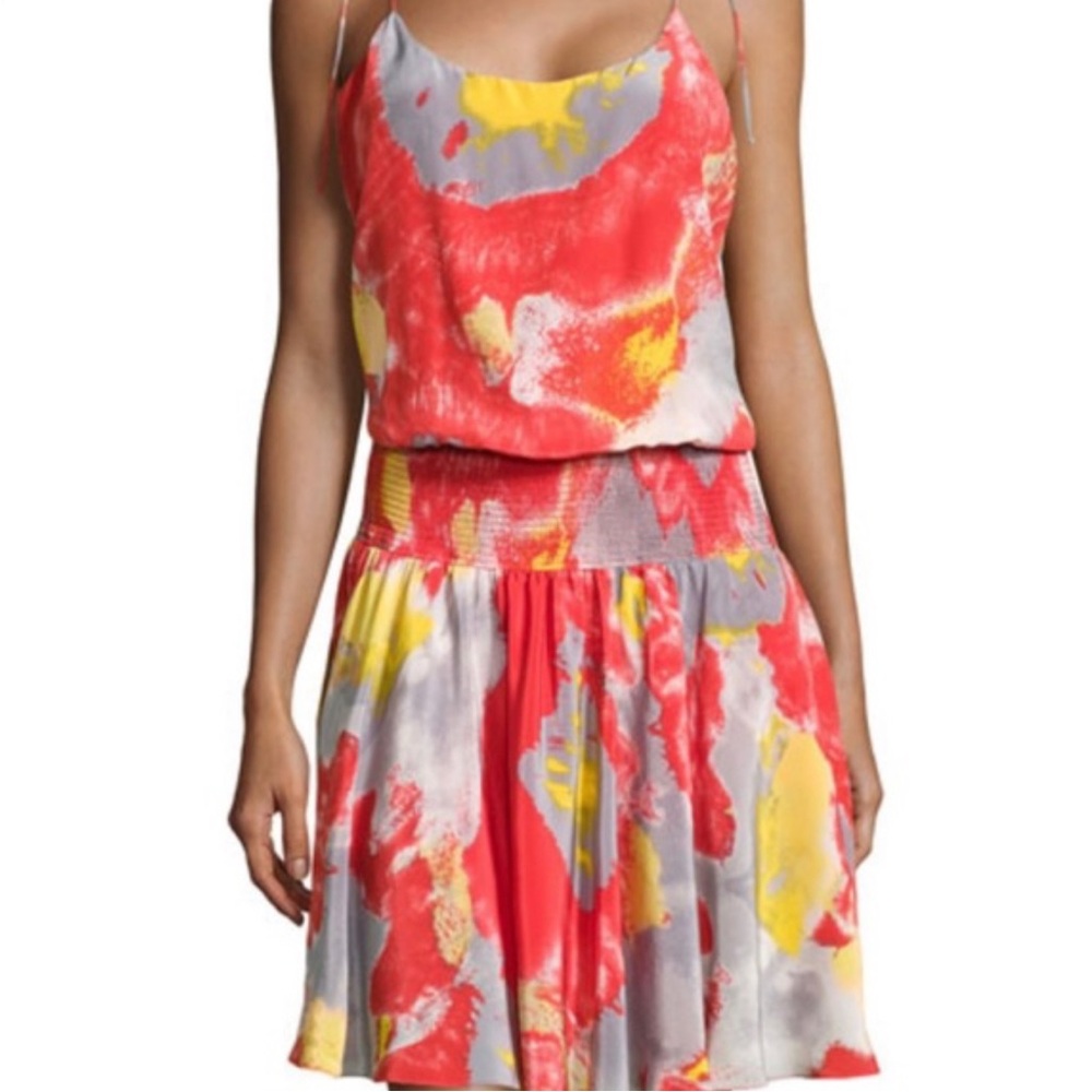 Halston Heritage Poppy Water Mirage Mini Dress (Large)